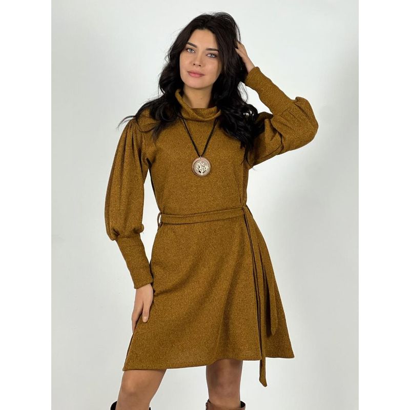 ENIGMATICA BOUTIQUE - Vestido Lanilla Cuello Tortuga - Petroleo