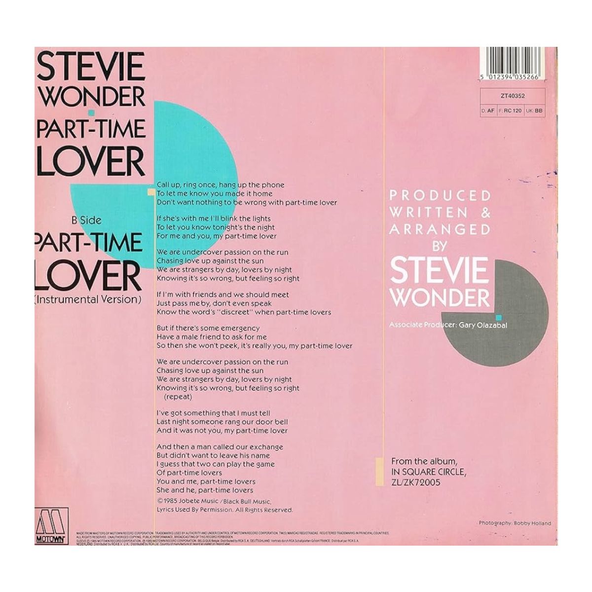 GENERICO - Stevie Wonder Part-Time Lover 12 Vinilo Reacondicionado VG+