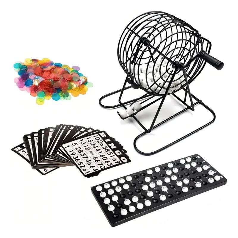 GENERICO - Set De Bingo Lota Completo Incluye Tombola Fichas Pelotas