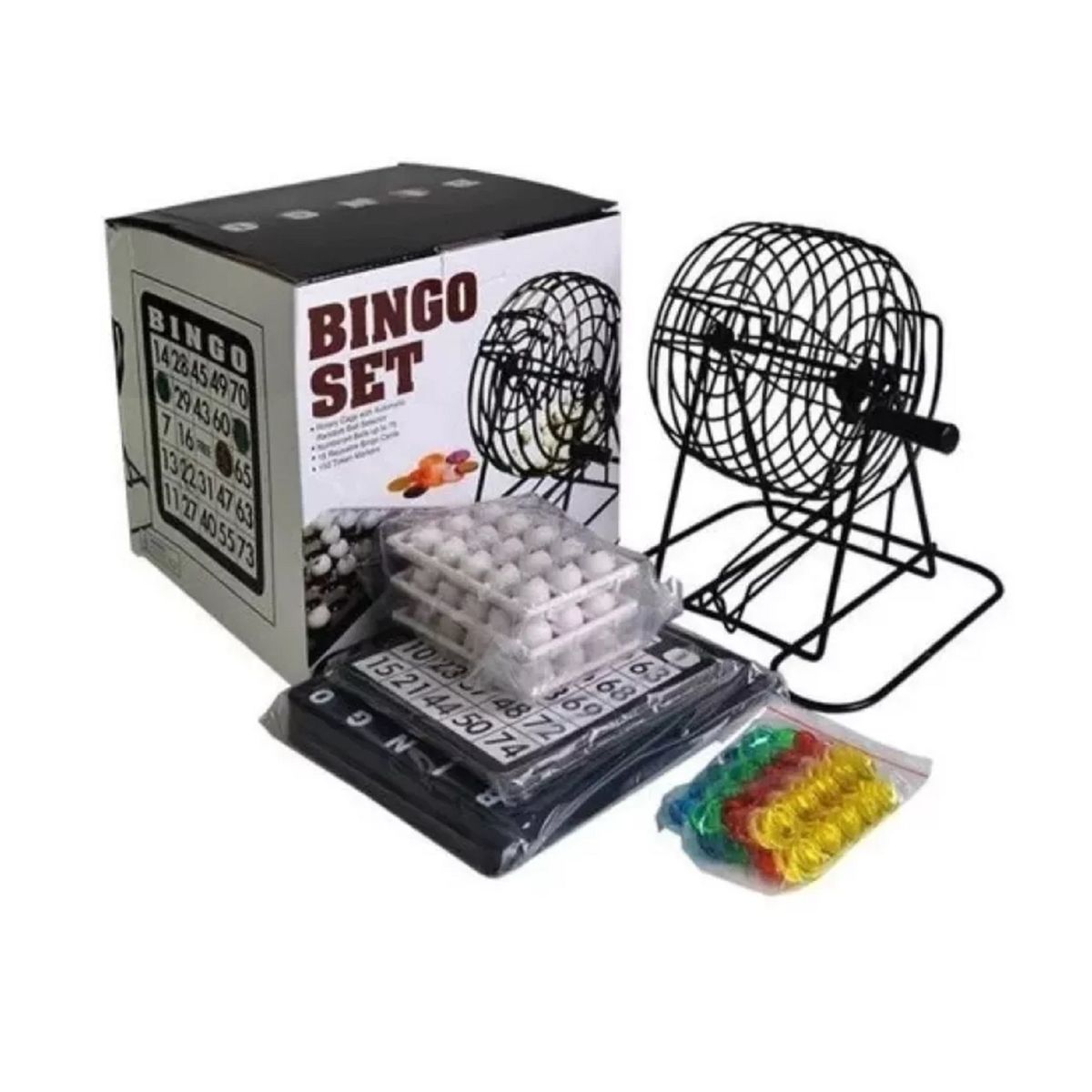 GENERICO - Set De Bingo Lota Completo Incluye Tombola Fichas Pelotas