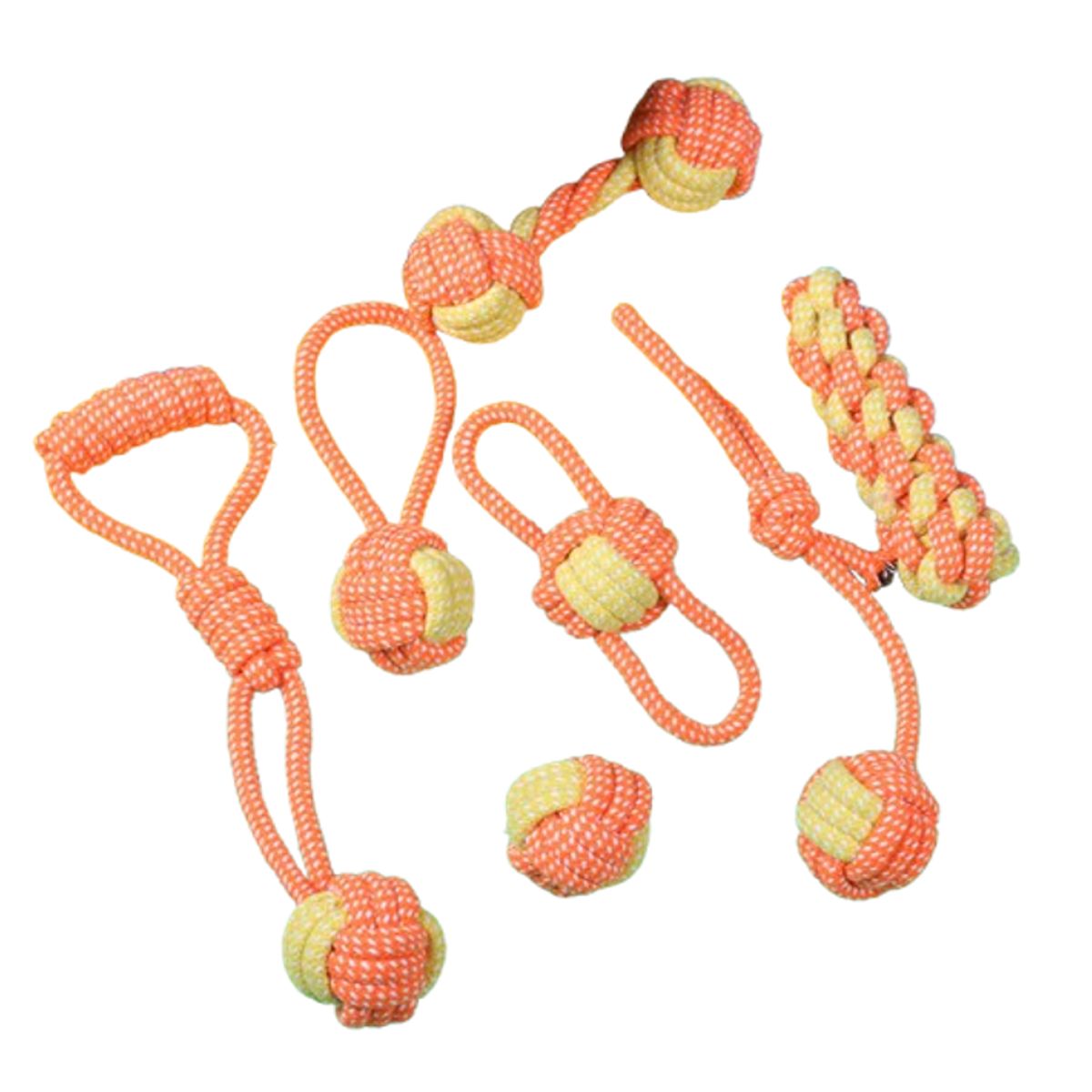 MASCO TODO - Set 7 Juguetes Mascotas Perro Bola, Cuerdas Nudos En Algodón