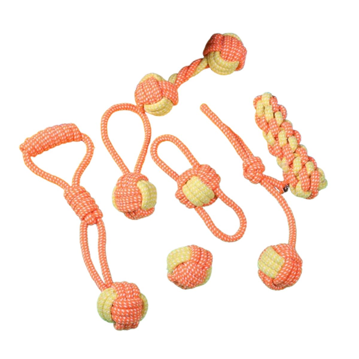 MASCO TODO - Set 7 Juguetes Mascotas Perro Bola, Cuerdas Nudos En Algodón