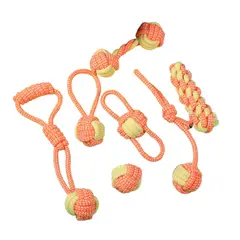 MASCO TODO - Set 7 Juguetes Mascotas Perro Bola, Cuerdas Nudos En Algodón