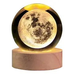 GENERICO - Luz Nocturna Infantil Bola De Cristal Diseños 3D-Luna