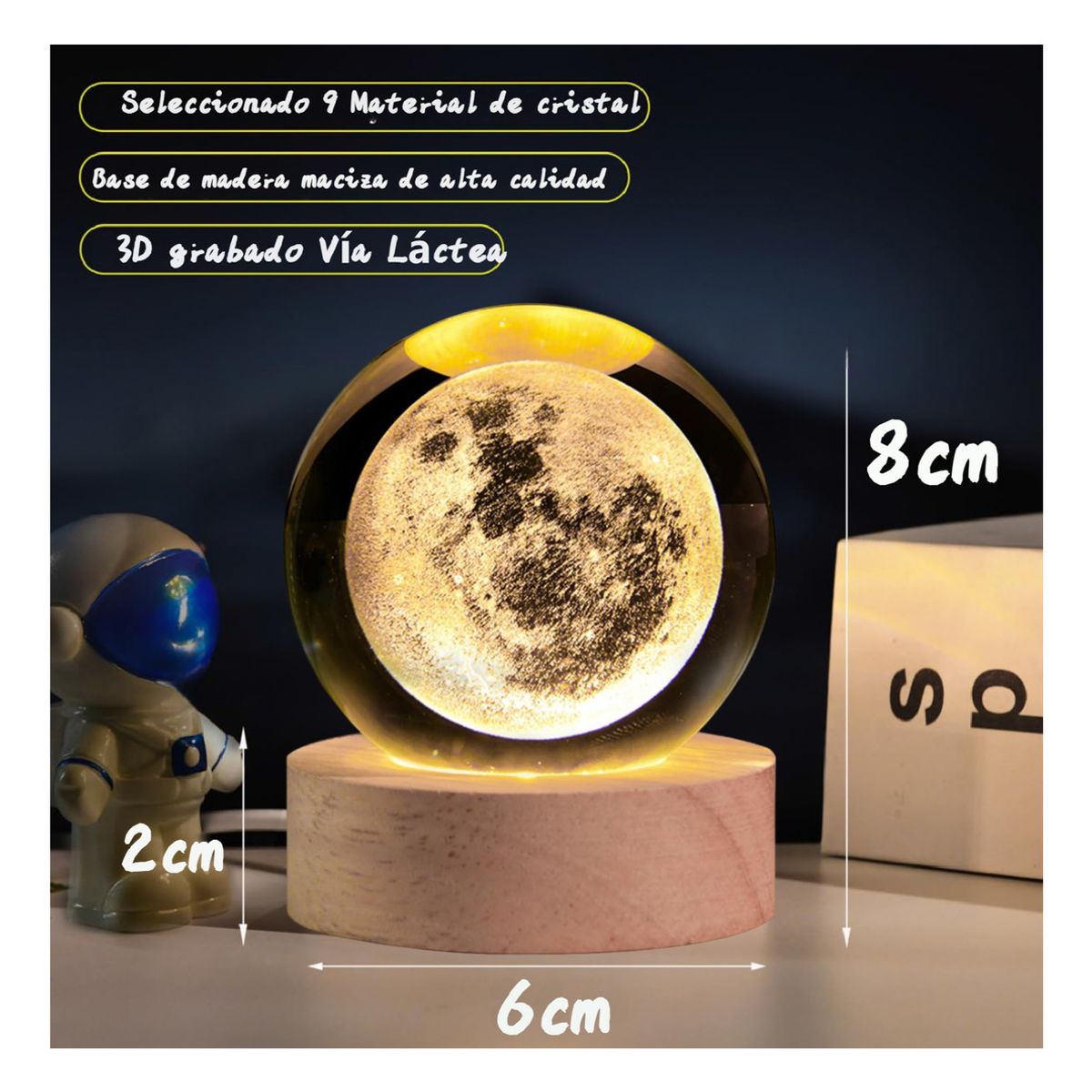 GENERICO - Luz Nocturna Infantil  Bola De Cristal Diseños 3D-Luna