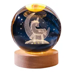 GENERICO - Luz Nocturna Infantil Bola De Cristal Diseños 3D-Unicornios