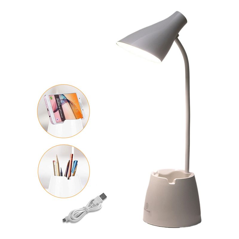 GENERICO - Regulable Lampara Escritorio Led Con Portalápices-Blanco