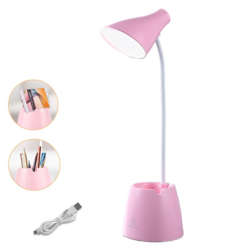GENERICO - Regulable Lampara Escritorio Led Con Portalápices-Rosa