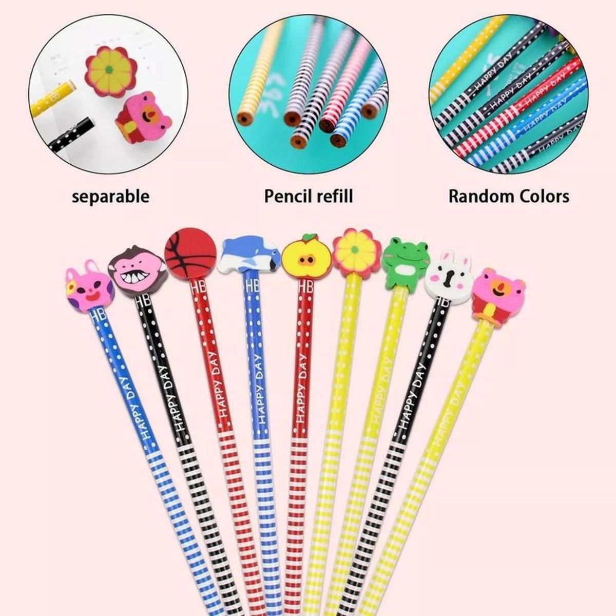 GENERICO - Set De 40 Lápices Niños Grafito Mina Colores Diseños