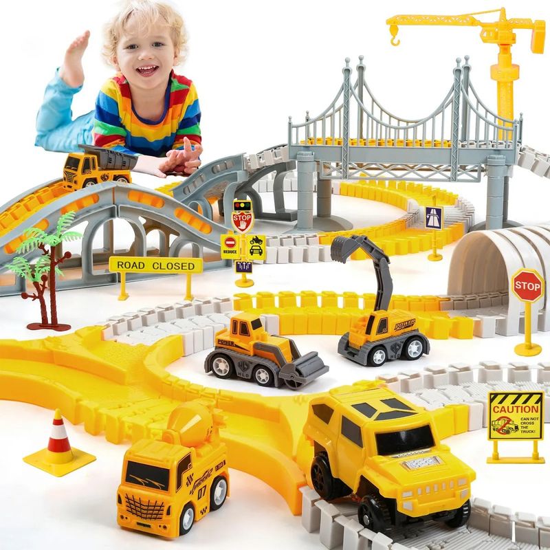 TIOZONEY - Juguete Pista De Auto Para Niño Bloque De Vehiculo Educativo Color Amarillo