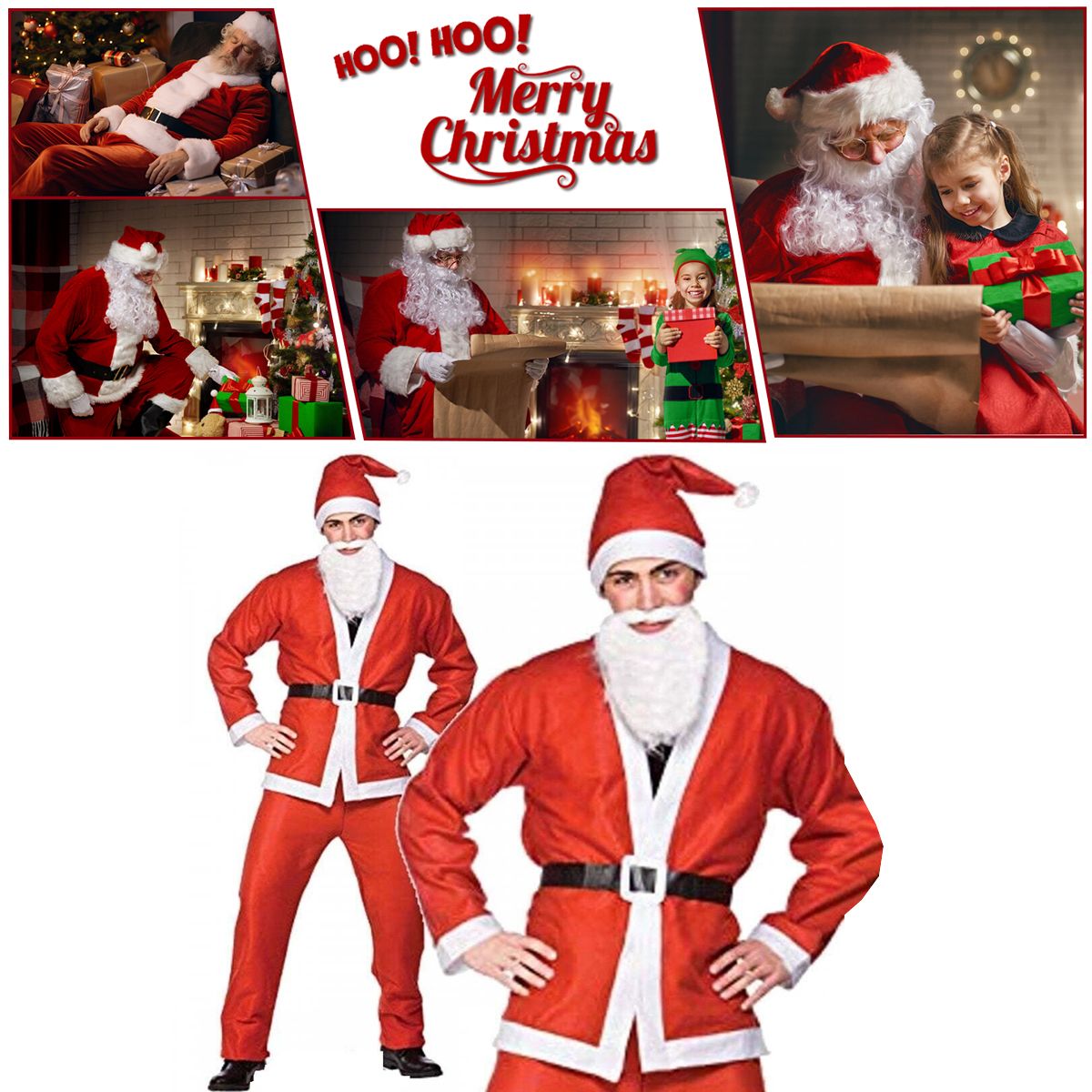 EDWINAYY - Traje Viejo Pascuero Navide?o Para Adulto Hombre Papá Noel