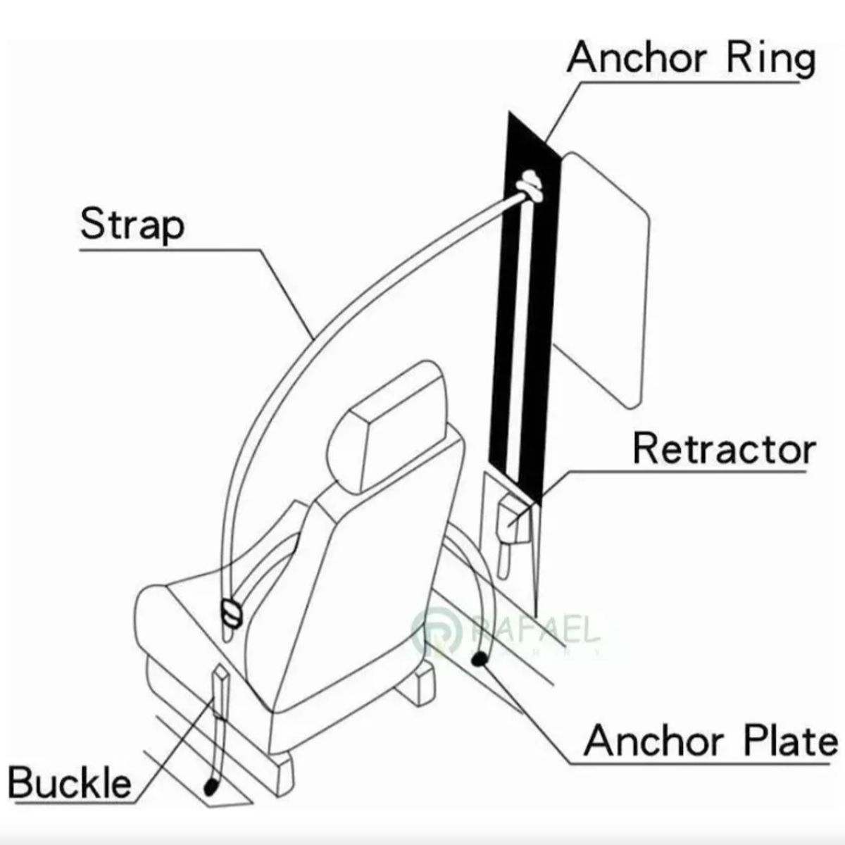 EDWINAYY - Cinturon Seguridad Universal 3 Puntas Retractil Color Negro
