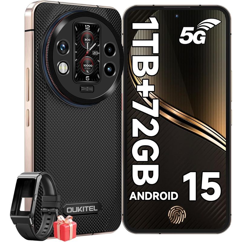 OUKITEL - Oukitel Wp200 Pro 24gb+1tb Celulares Resistentes 5g Dual Sim Negro