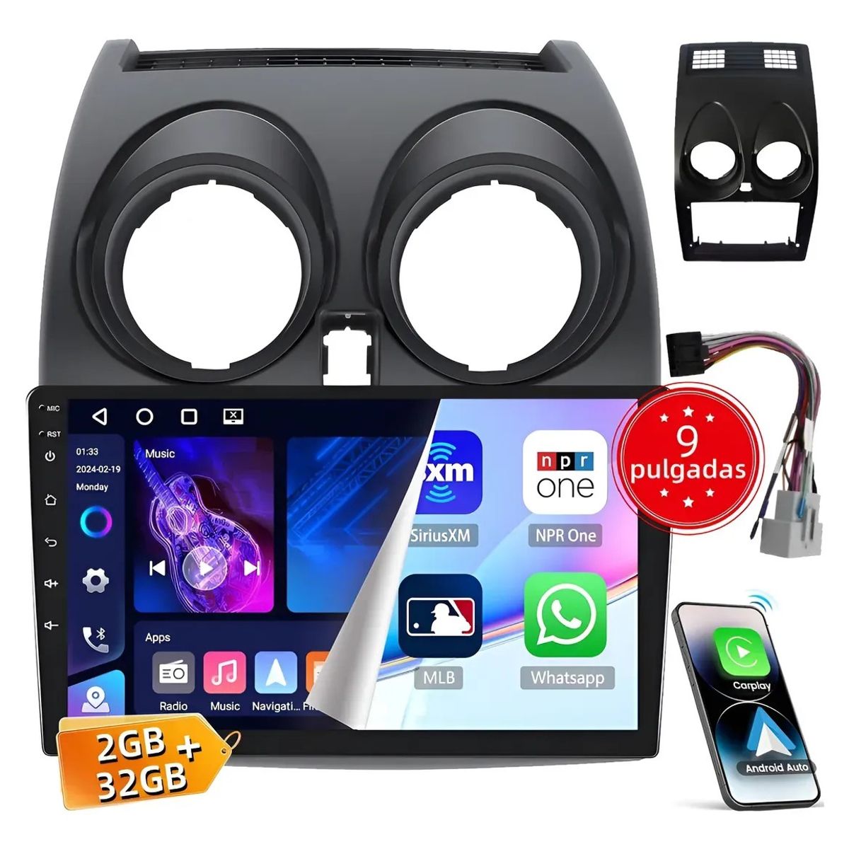 KUANGYE - Radio 9in Carplay Android+bisel Para Nissan Qashqai+canbus