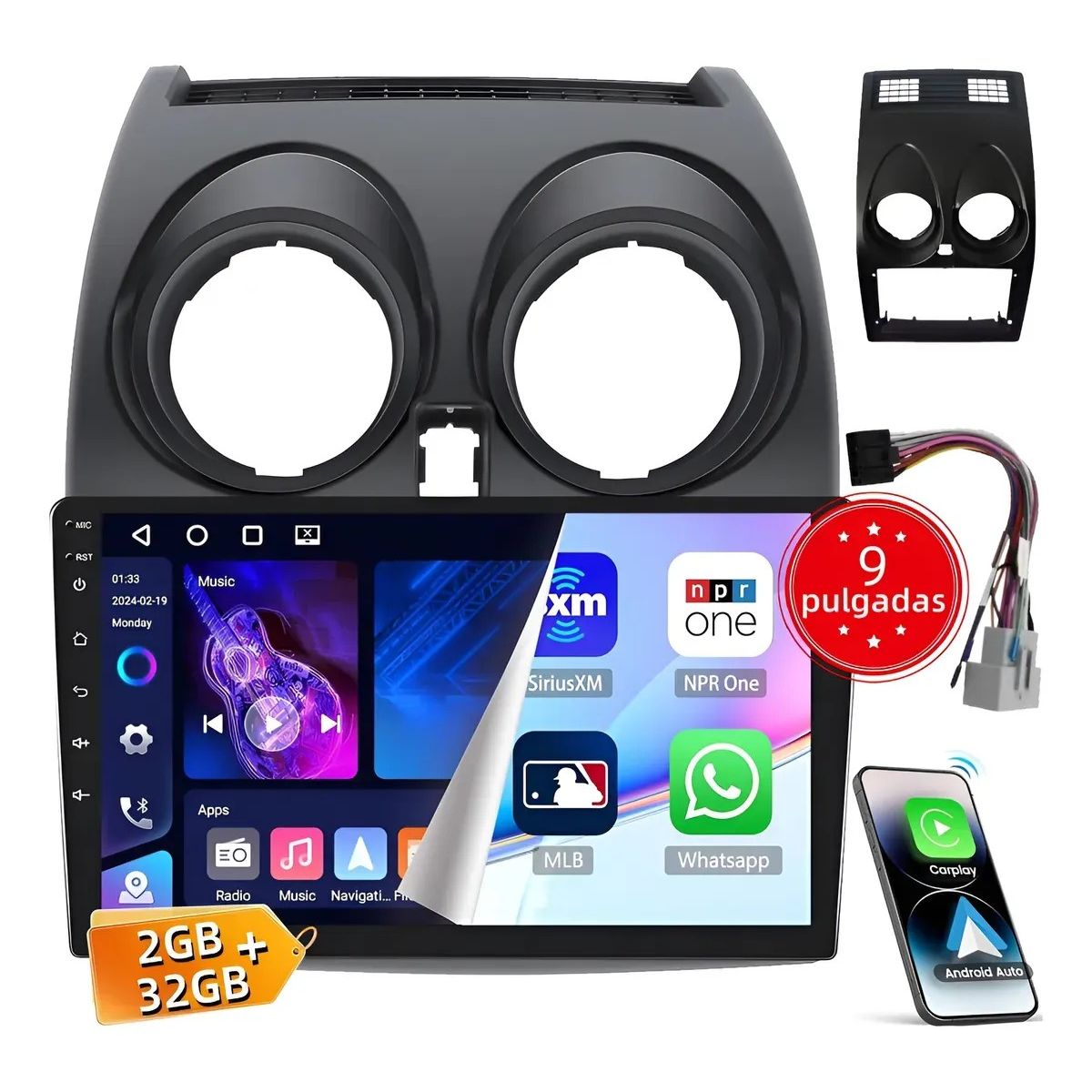 KUANGYE - Radio 9in Carplay Android+bisel Para Nissan Qashqai+canbus
