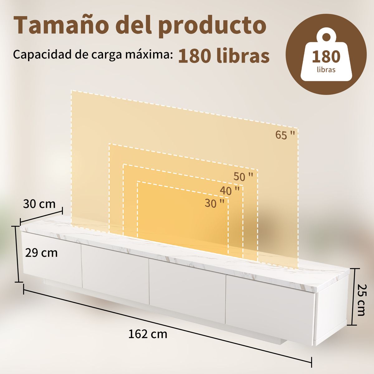 AIZO - Mueble para TV 160 cm, con Almacenamiento Multifuncional para Sala de Estar