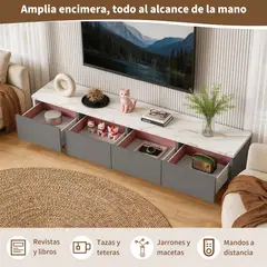 AIZO - Mueble Bajo Multifunción 160 cm para Sala, Dormitorio u Oficina - Estilo Minimalista