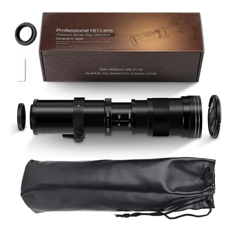 KUANGYE - Súper Teleobjetivo Zoom Cámaras Réflex Para Canon 420-800 Mm