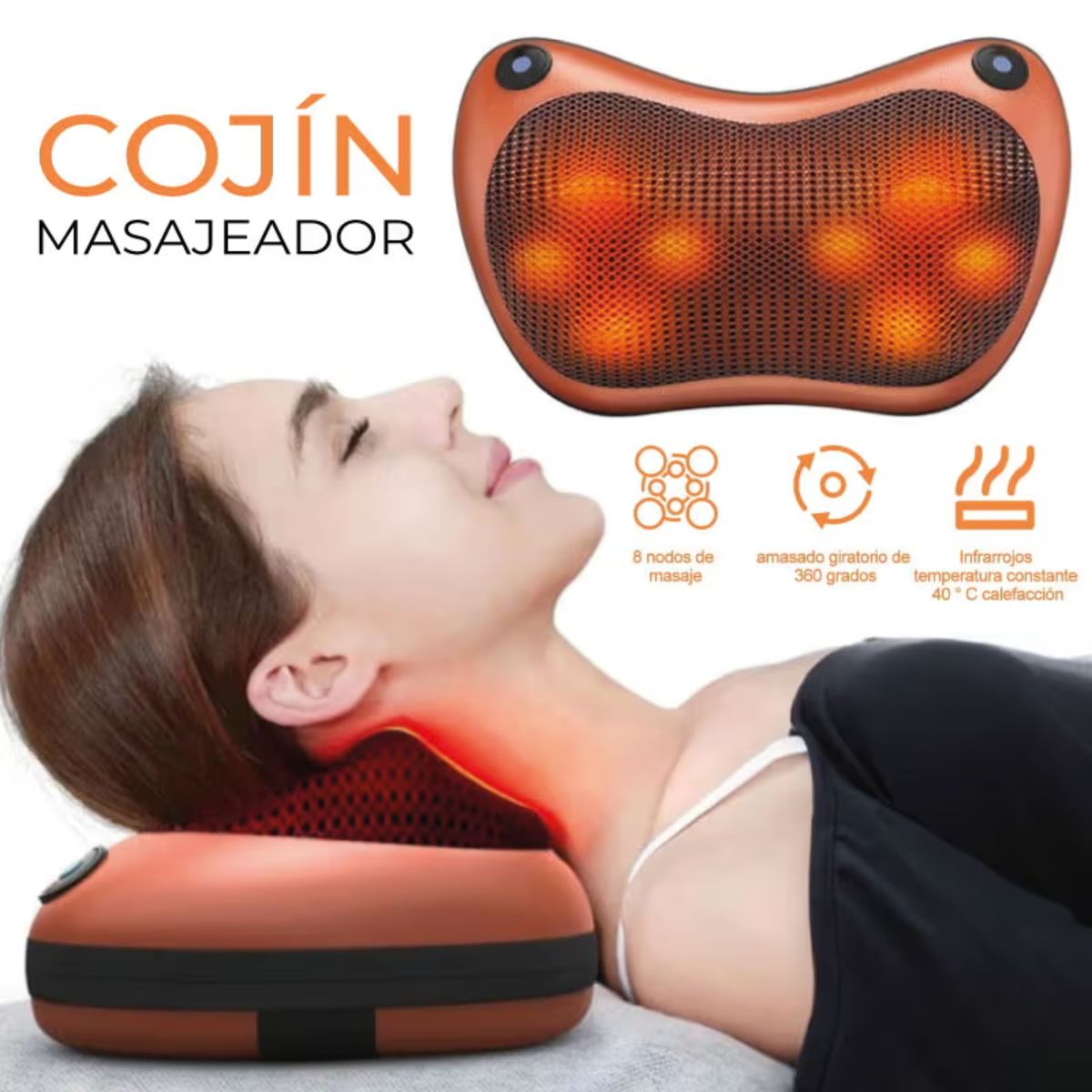 MOVI - Cojín Masajeador Multifuncional 3 en 1 (Auto - Casa - Oficina)