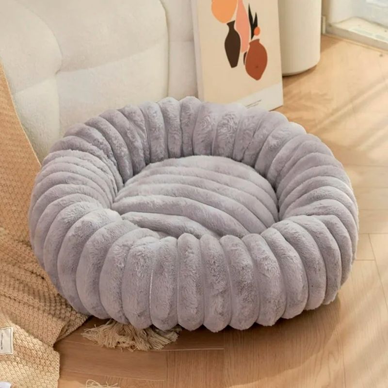 GENERICO - Cama Suave Redonda Antideslizante Para Mascotas 50 Cm Gris