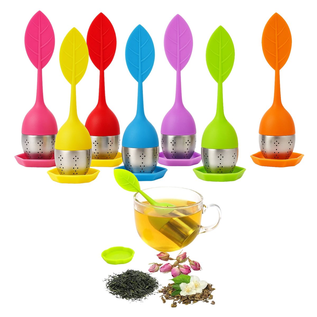 GENERICO - 20 Infusores De Silicona Y Cero Inoxidable Para Té O Hierbas