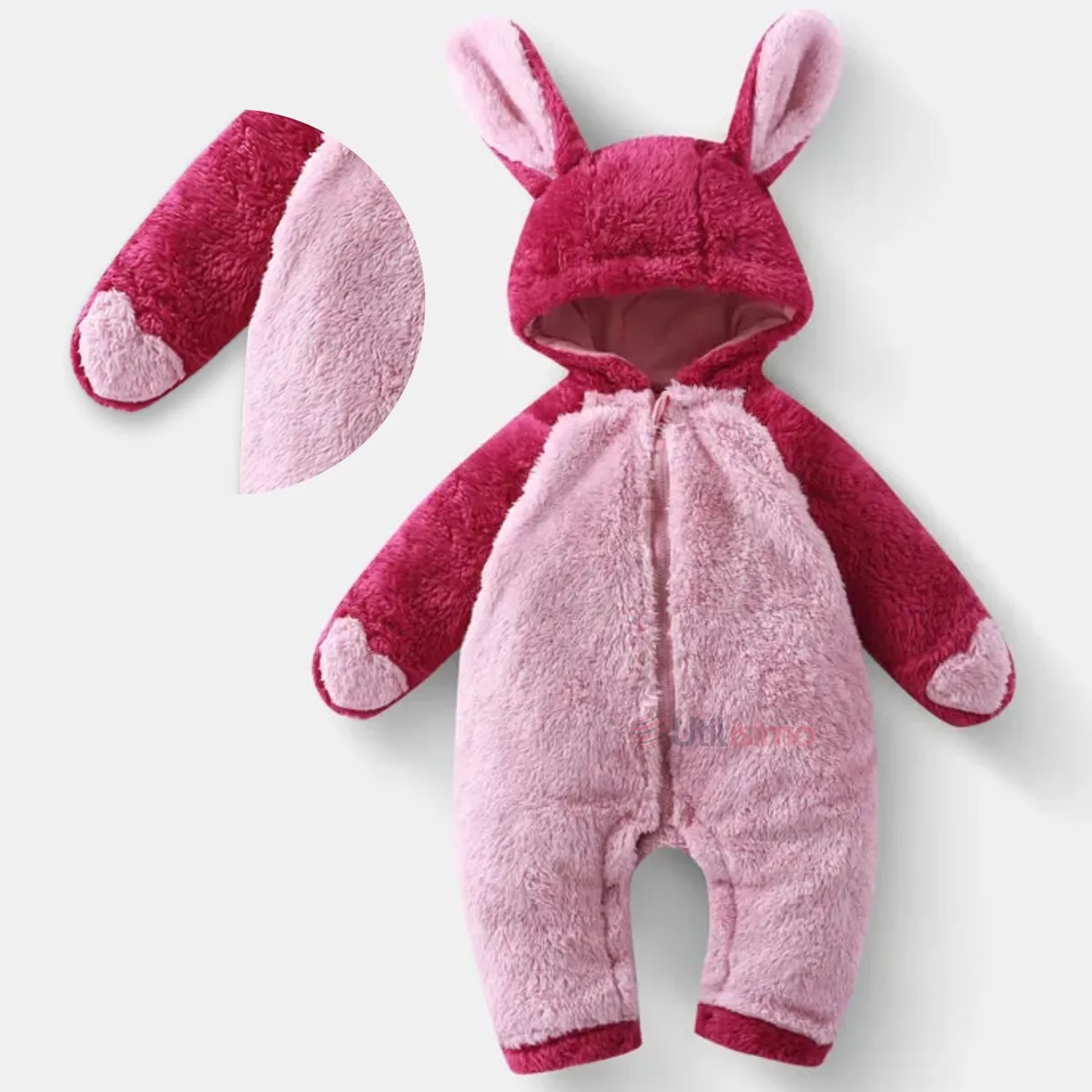 JUMP KIDS - Enterito Con Capucha Polar Bebé Conejito Rosado