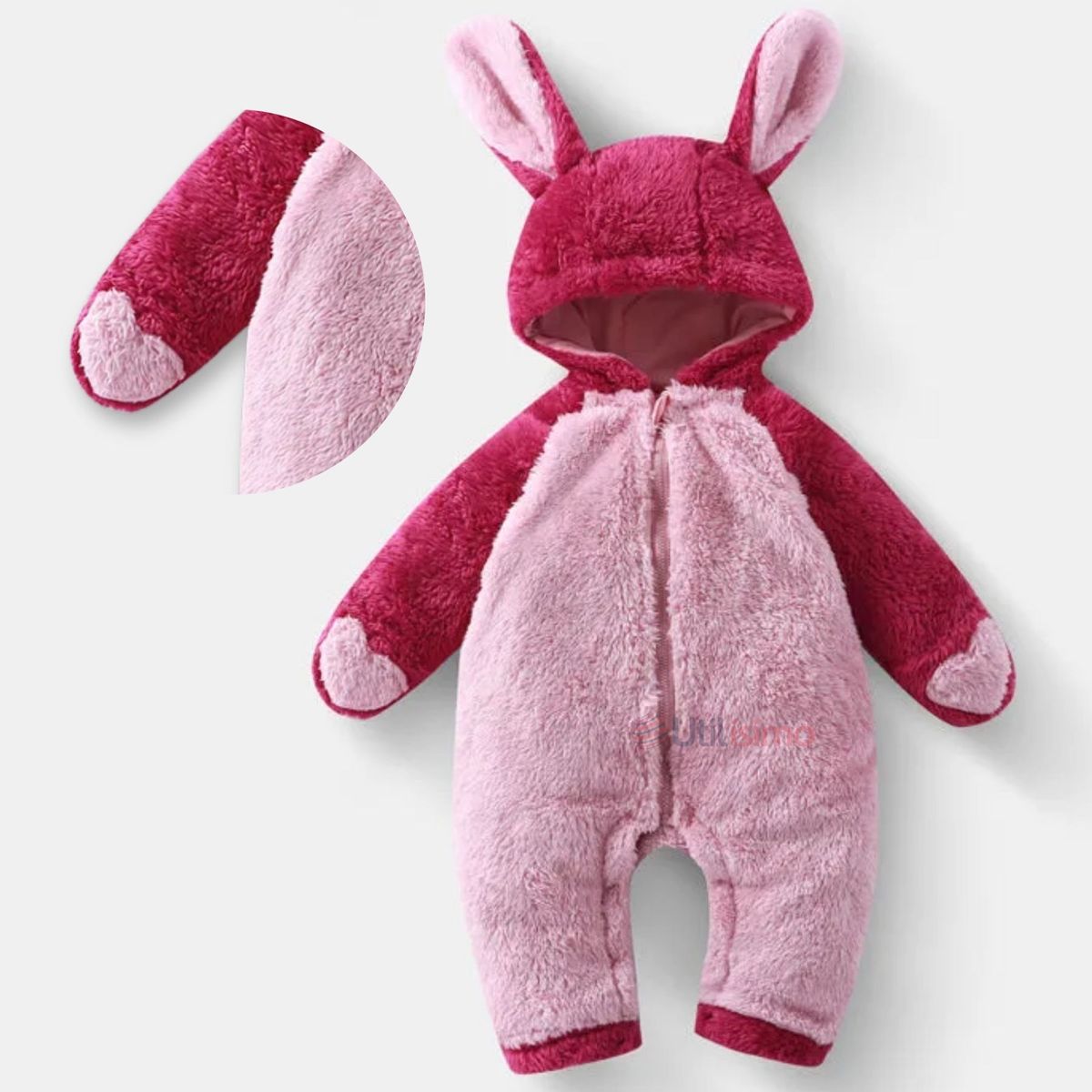 JUMP KIDS - Enterito Con Capucha Polar Bebé Conejito Rosado