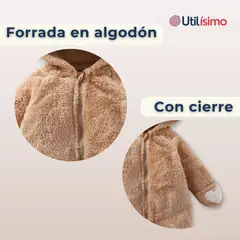 JUMP KIDS - Enterito Con Capucha Polar Bebé Osito Marrón