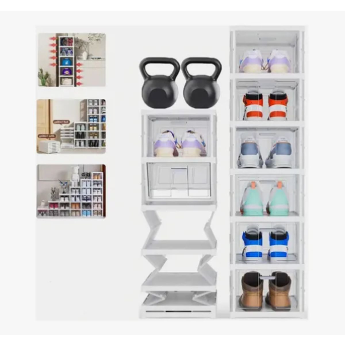 GENERICO - Zapatera Plegable 6 Niveles Una Pieza Firme Cajas De Zapatos BLANCO