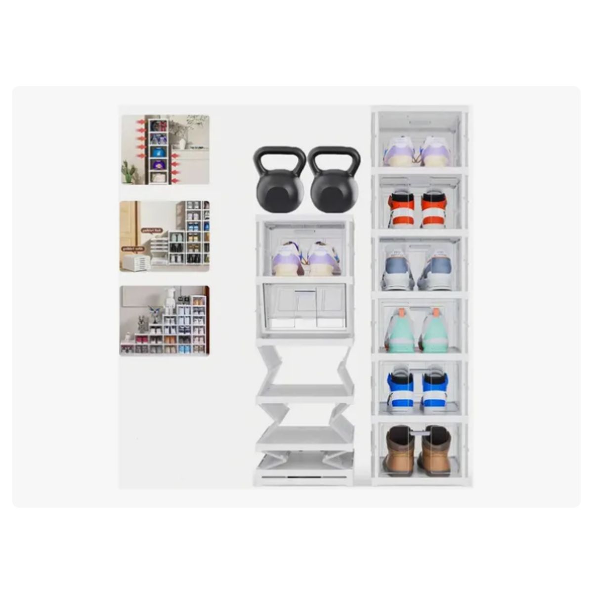 GENERICO - Zapatera Plegable 6 Niveles Una Pieza Firme Cajas De Zapatos BLANCO