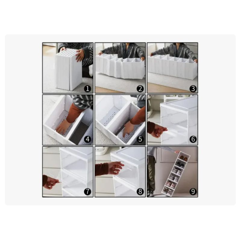 GENERICO - Zapatera Plegable 6 Niveles Una Pieza Firme Cajas De Zapatos BLANCO