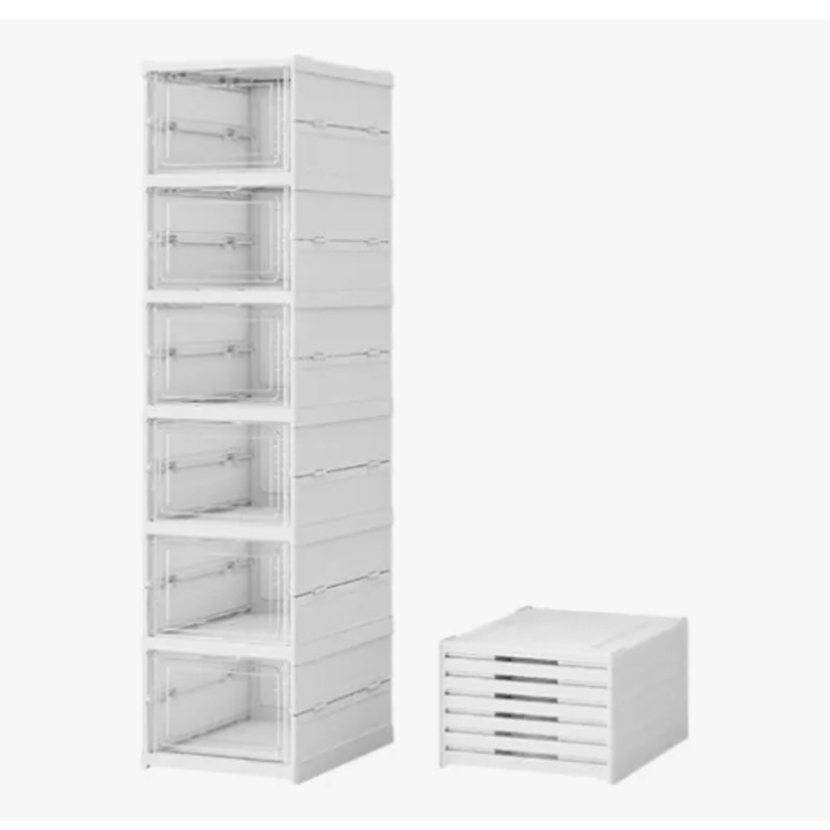 GENERICO - Zapatera Plegable 6 Niveles Una Pieza Firme Cajas De Zapatos BLANCO