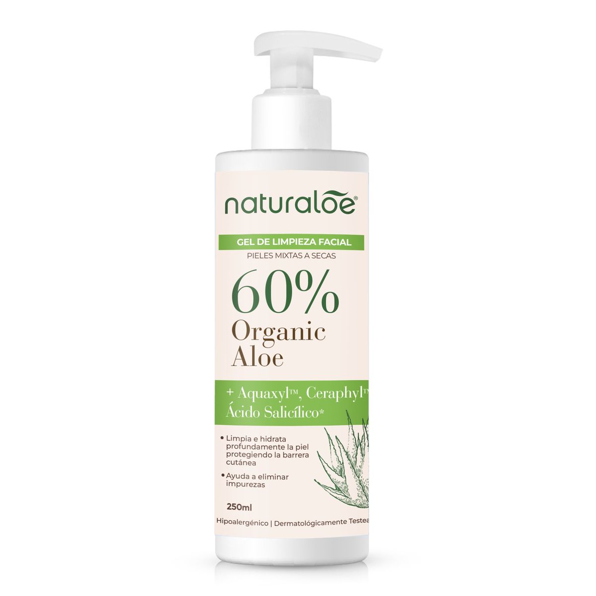 NATURALOE - Gel Limpiador Rostro Naturaloe Piel Mixta a Seca 250 ml