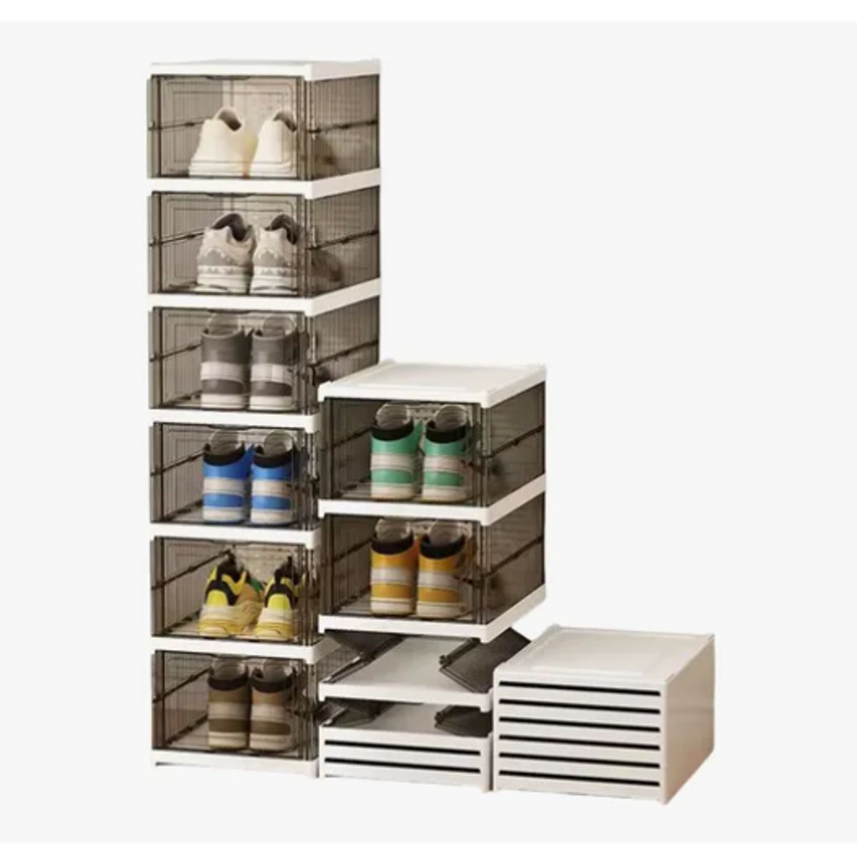 GENERICO - Zapatera Plegable 6 Niveles Una Pieza Firme Cajas De Zapatos GRIS