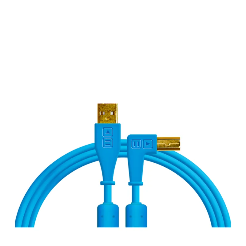 GENERICO - Cable USB-A a USB-B 1.5 Metros Angulo Azul Cables DJ Techtools