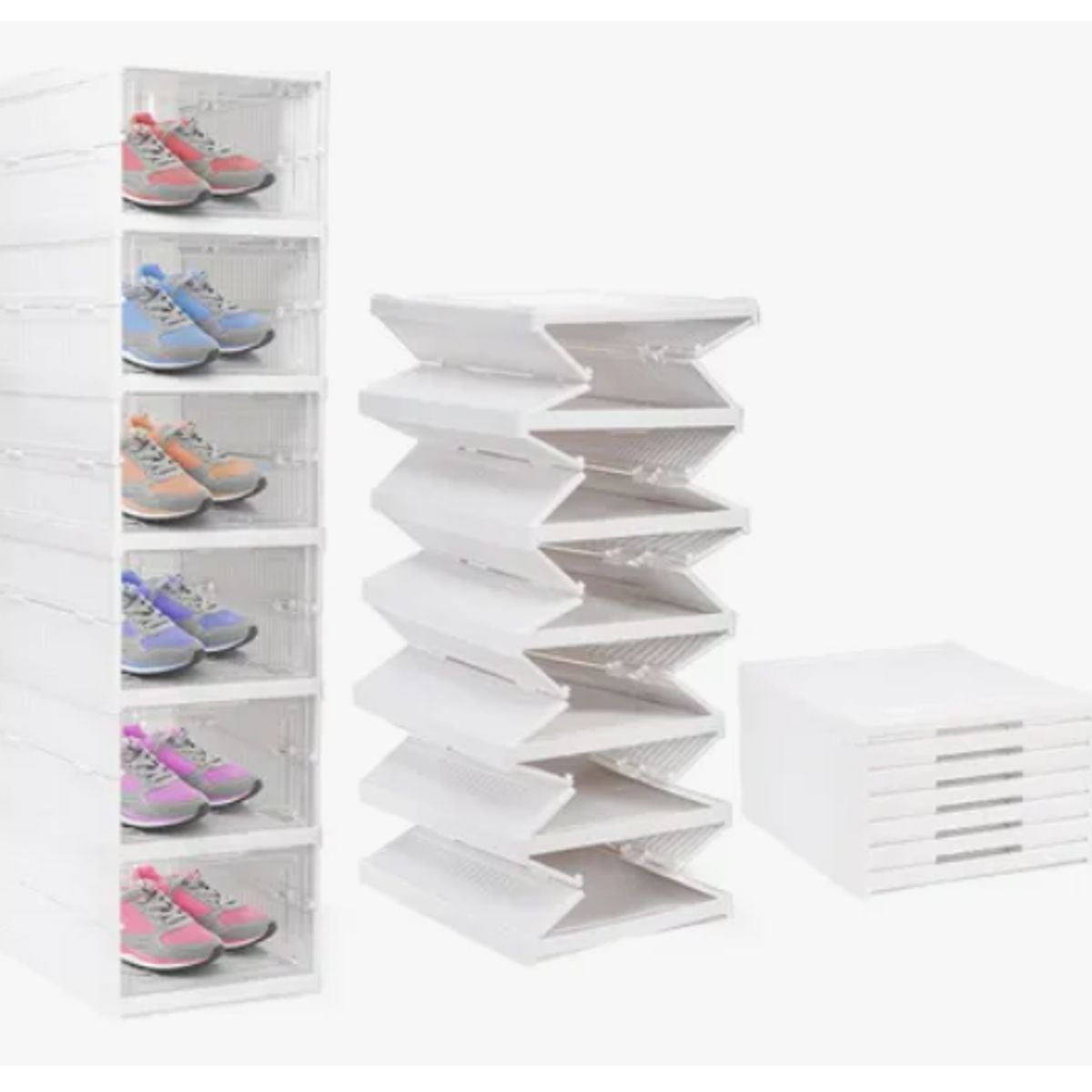 GENERICO - Zapatera Plegable 6 Niveles Una Pieza Firme Cajas De Zapatos BLANCO