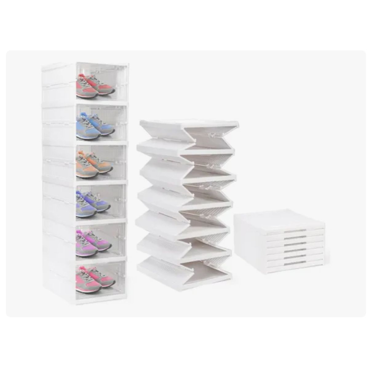 GENERICO - Zapatera Plegable 6 Niveles Una Pieza Firme Cajas De Zapatos BLANCO
