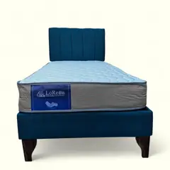 GENERICO - Cama Tubular 15Plaza Azul Indigo en Lino