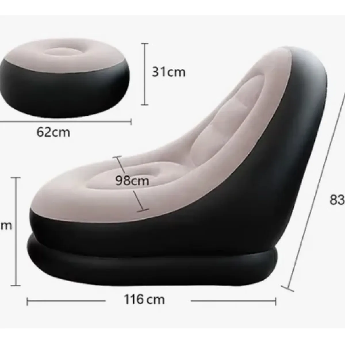 ESHOPANGIE - Sofá Tumbona Silla Inflable Reposa Pies Puff + Inflador