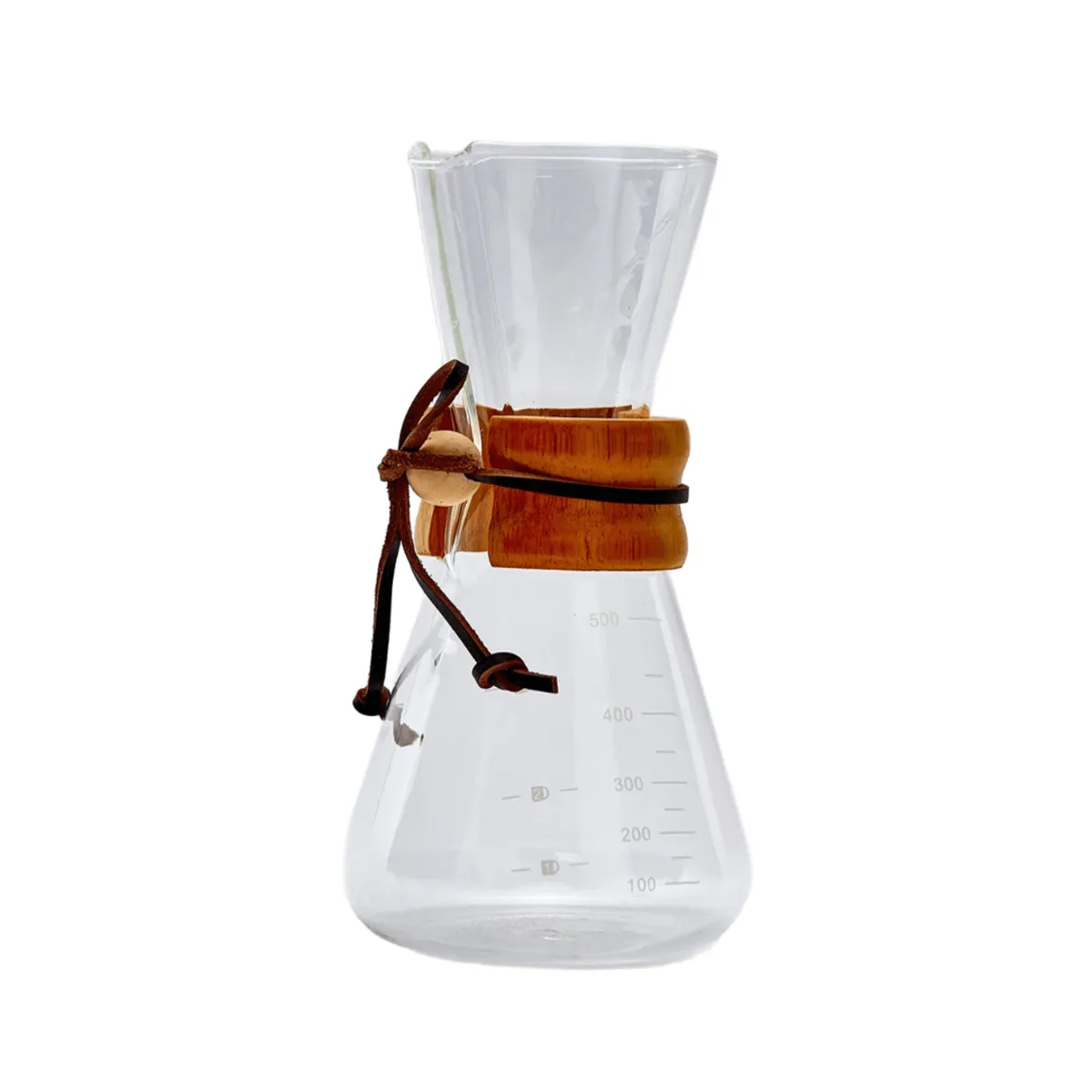 ORCUS - CAFETERA DE VIDRIO CHEMEX 3 TAZAS MANGO MADERA 400 ML