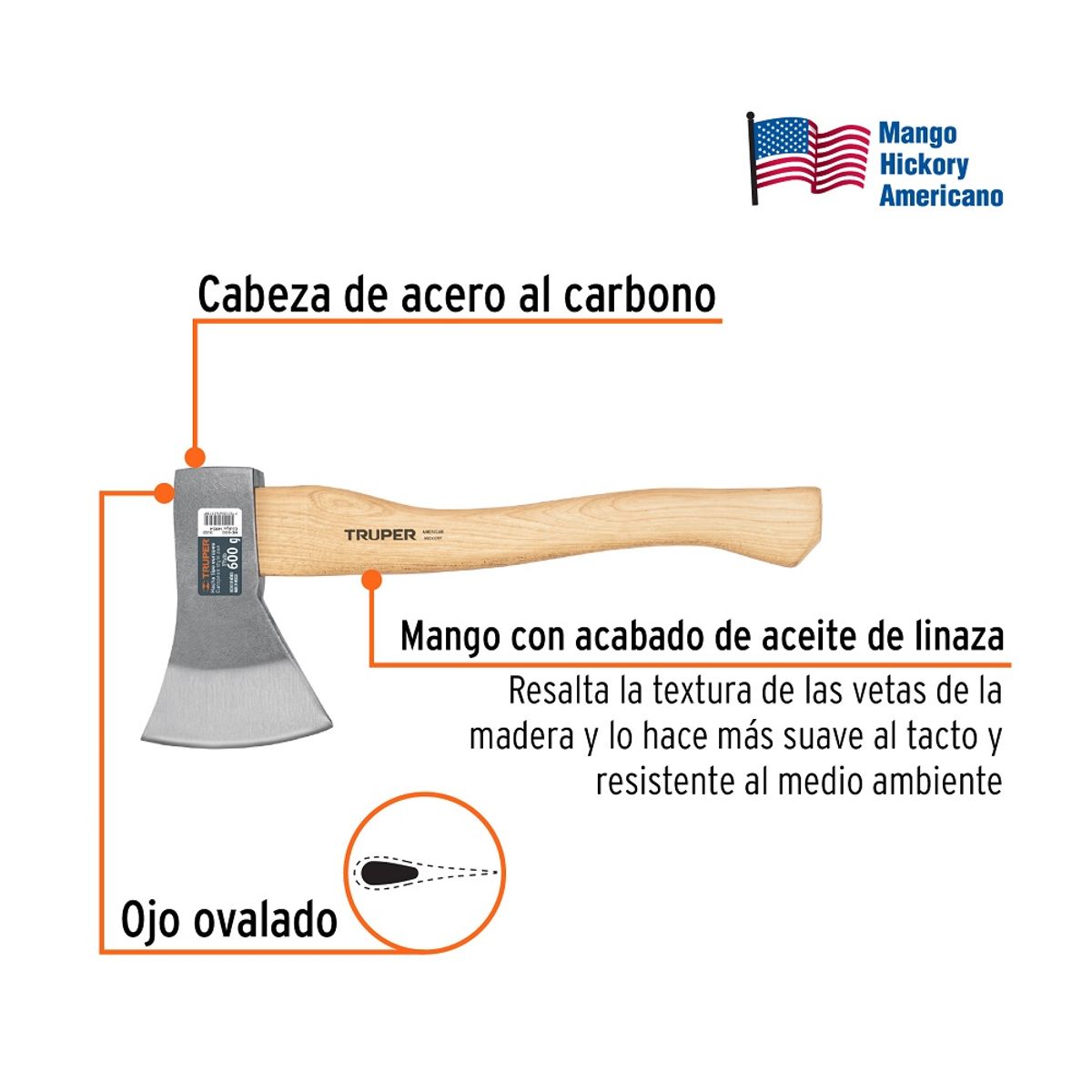 TRUPER - HACHA DE MANO EUROPEA 600g TRUPER HE-600