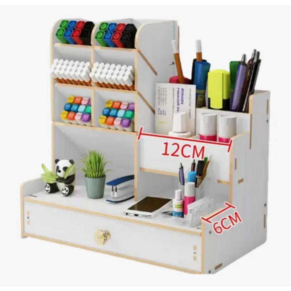 GENERICO - Organizador Escritorio Madera Portalápices Oficina Escuela