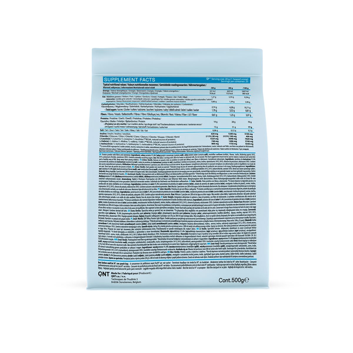 QNT - Proteina Para Cocinar Whey Light Digest 500gr Vainilla QNT