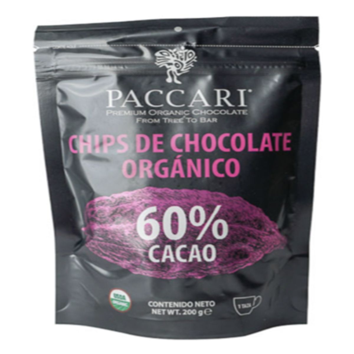 Pacari - Chips Cobertura Chocolate Paccari 60% Cacao 200gr Orgánico
