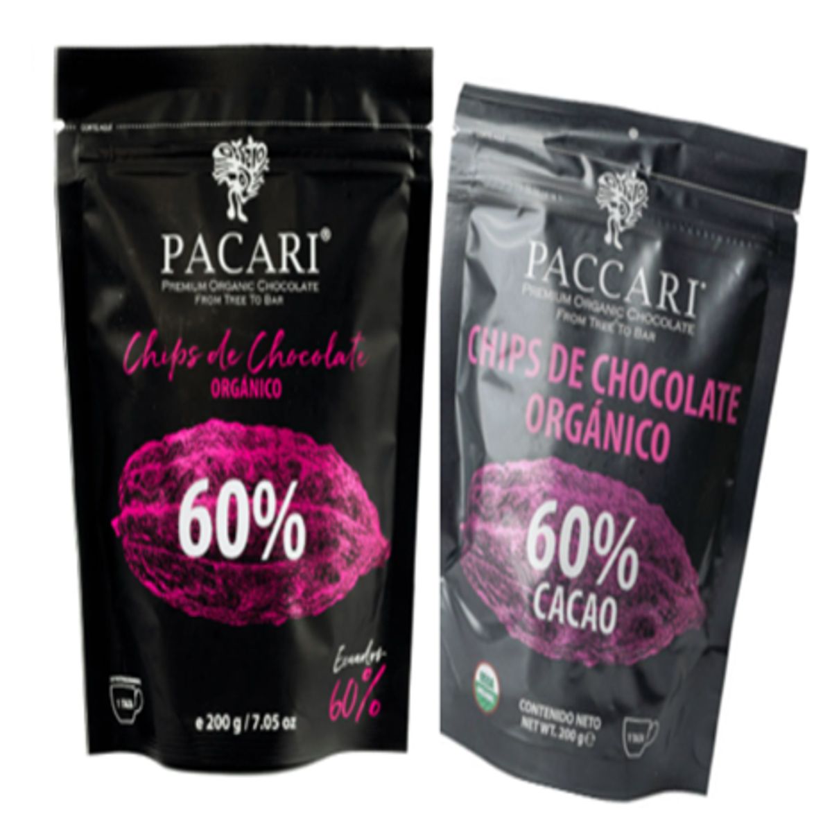 Pacari - Chips Cobertura Chocolate Paccari 60% Cacao 200gr Orgánico