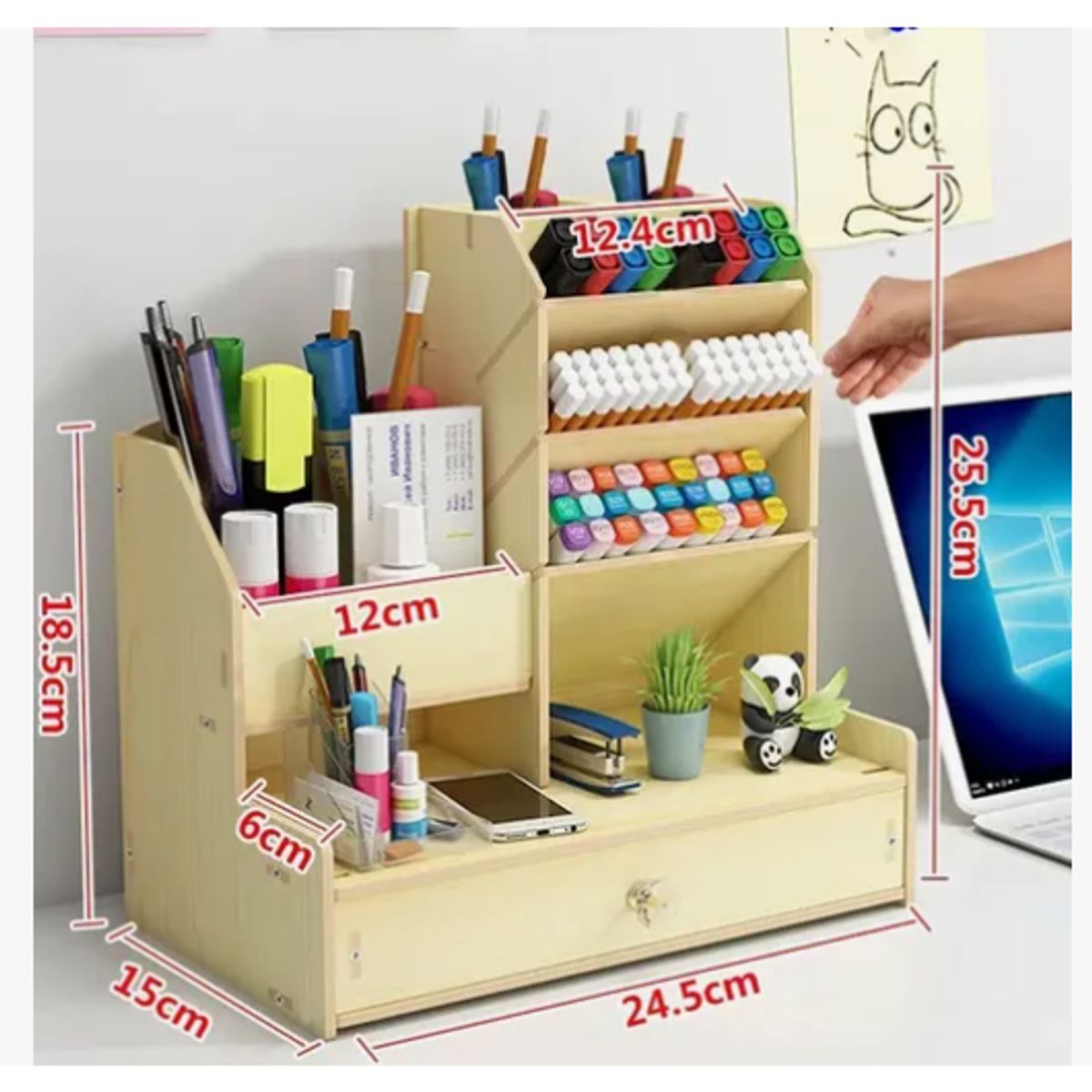 GENERICO - Organizador Escritorio Madera Portalápices Oficina Escuela