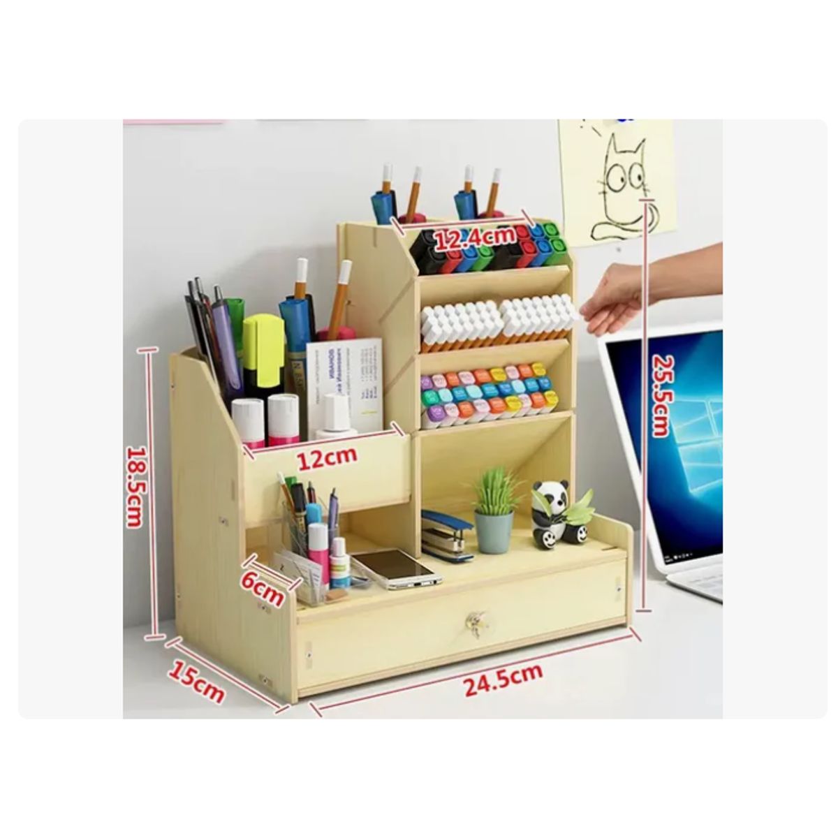 GENERICO - Organizador Escritorio Madera Portalápices Oficina Escuela