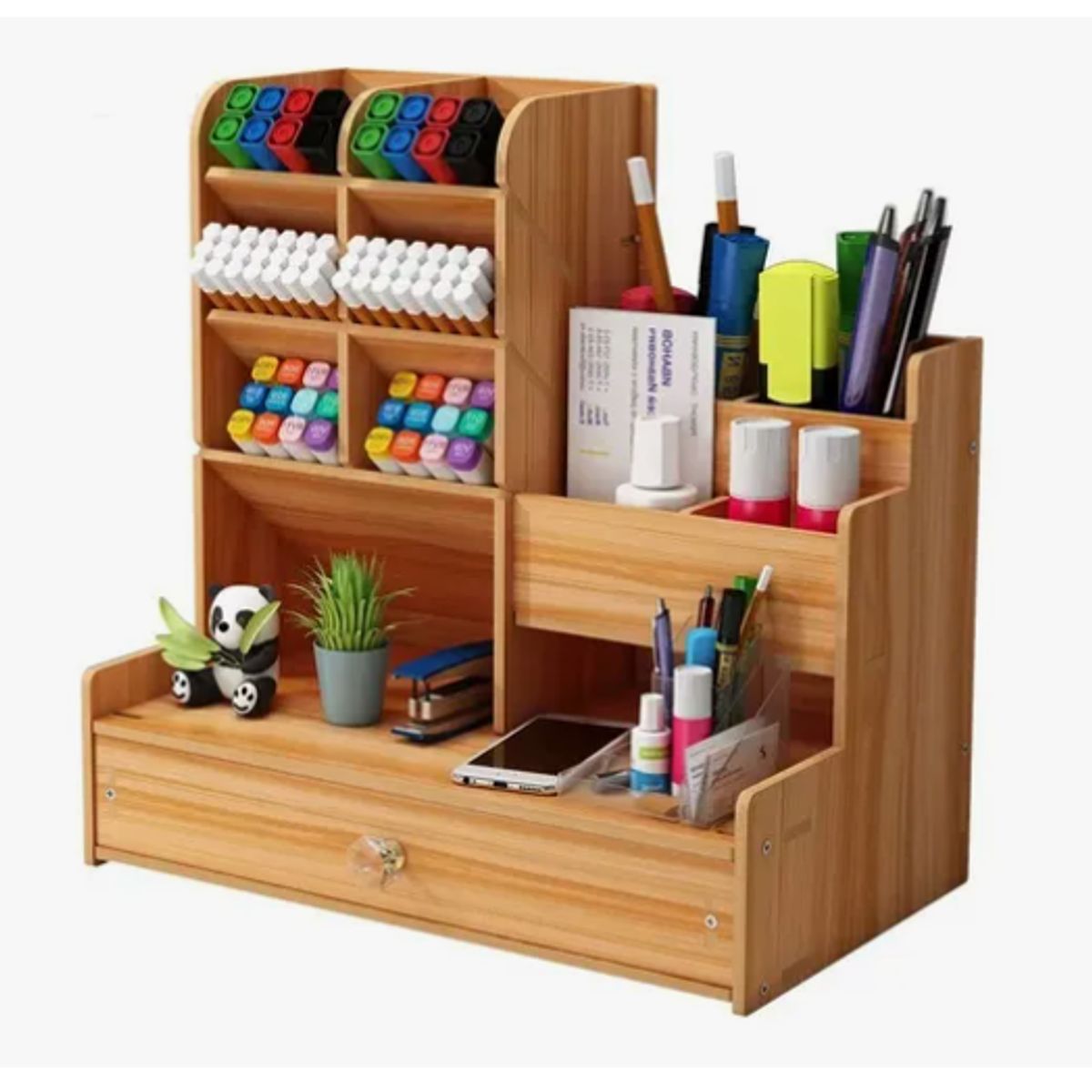 GENERICO - Organizador Escritorio Madera Portalápices Oficina Escuela