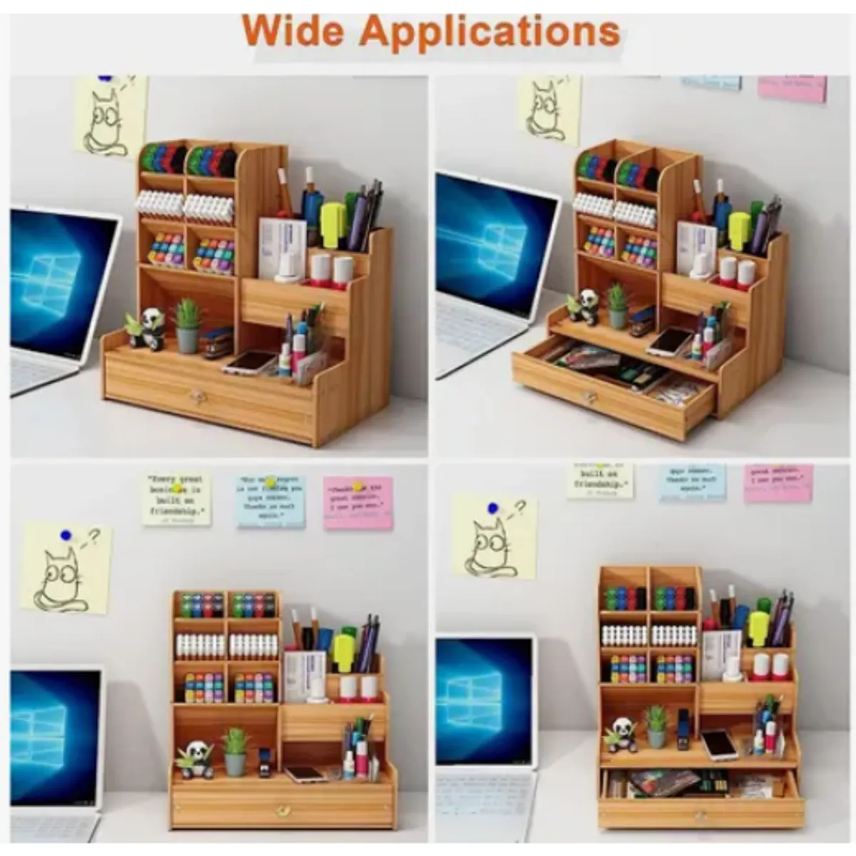 GENERICO - Organizador Escritorio Madera Portalápices Oficina Escuela