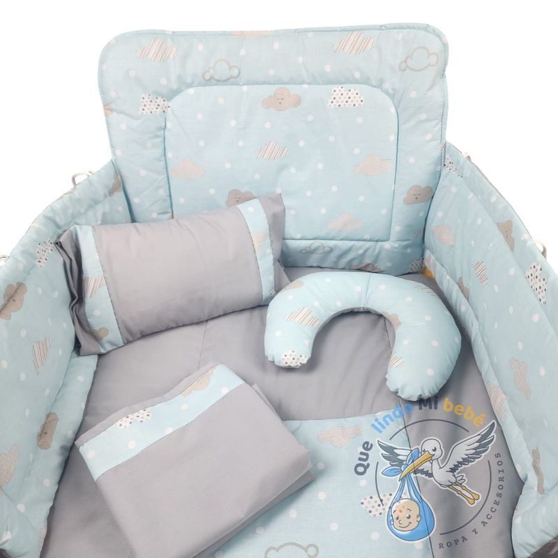 GENERICO - Set para Cuna Estándar Celeste Nubes